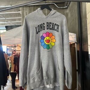 Gray Long Beach Graphic Hoodie